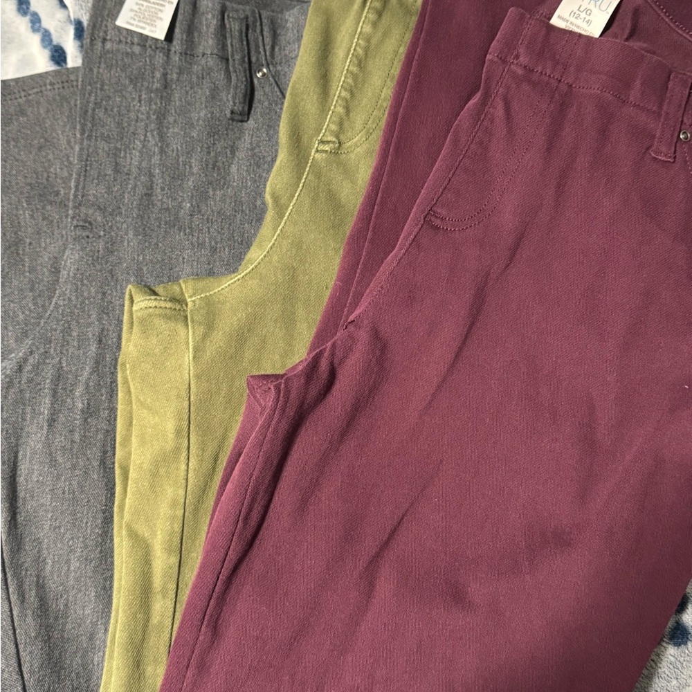 Women’s Stretch Jegging Pants - Burgundy, Olive, Charcoal